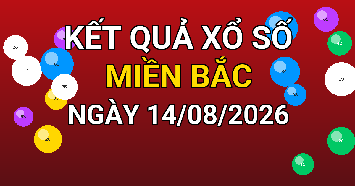 Kết quả xổ số Miền Bắc ngày 14/08/2026