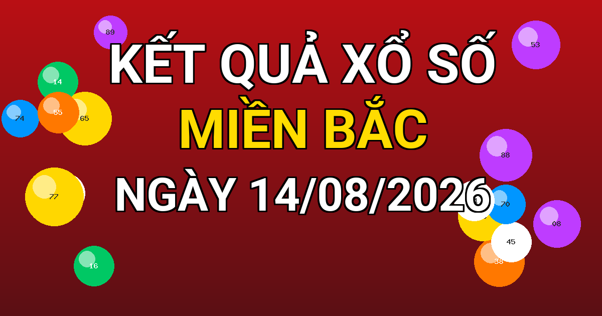 Kết quả xổ số Miền Bắc ngày 14/08/2026