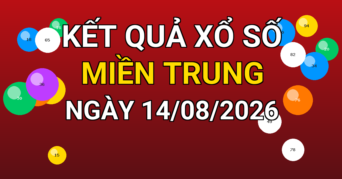 Kết quả xổ số Miền Trung ngày 14/08/2026