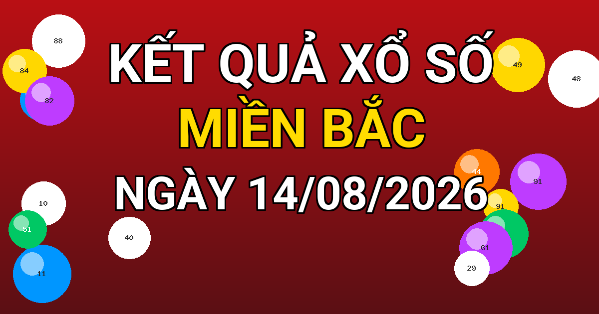 Kết quả xổ số Miền Bắc ngày 14/08/2026