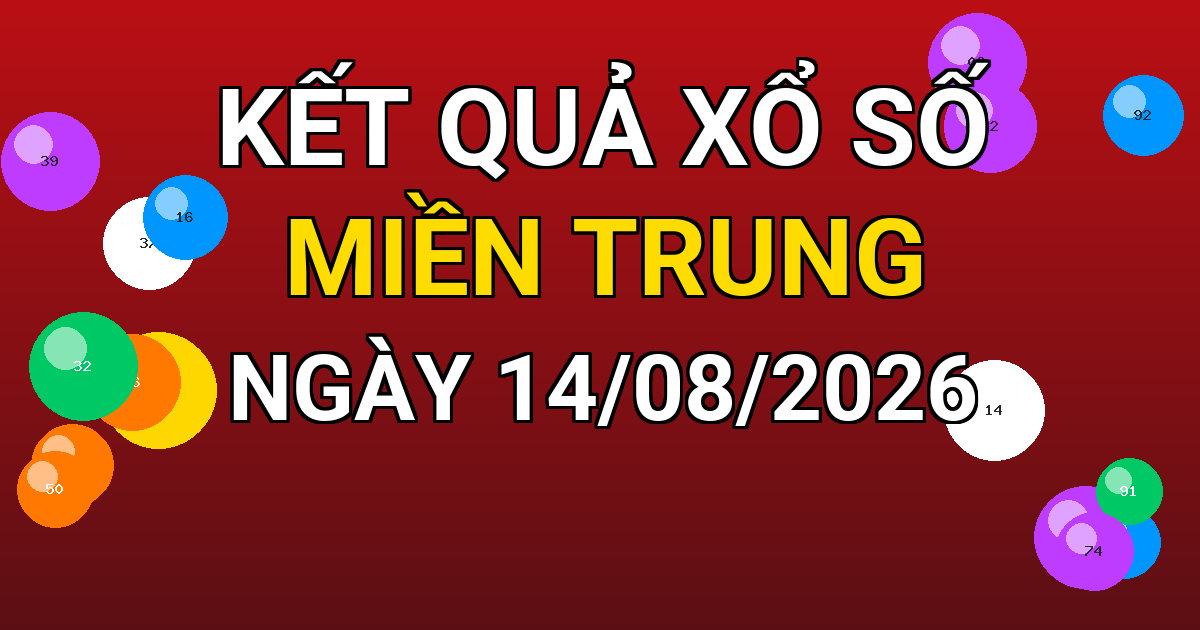 Kết quả xổ số Miền Trung ngày 14/08/2026