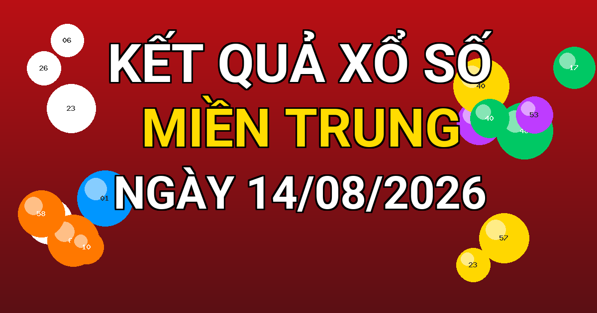 Kết quả xổ số Miền Trung ngày 14/08/2026