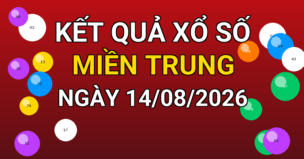 Kết quả xổ số Miền Trung ngày 14/08/2026