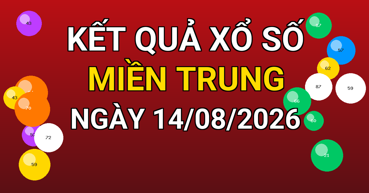 Kết quả xổ số Miền Trung ngày 14/08/2026