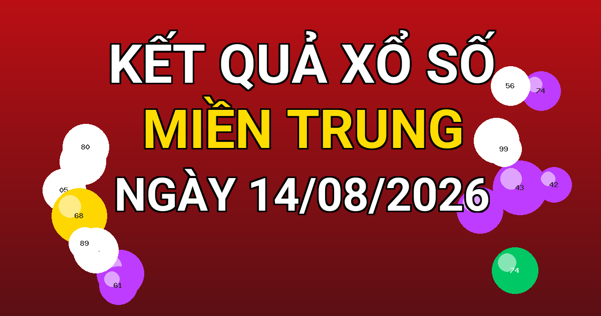 Kết quả xổ số Miền Trung ngày 14/08/2026