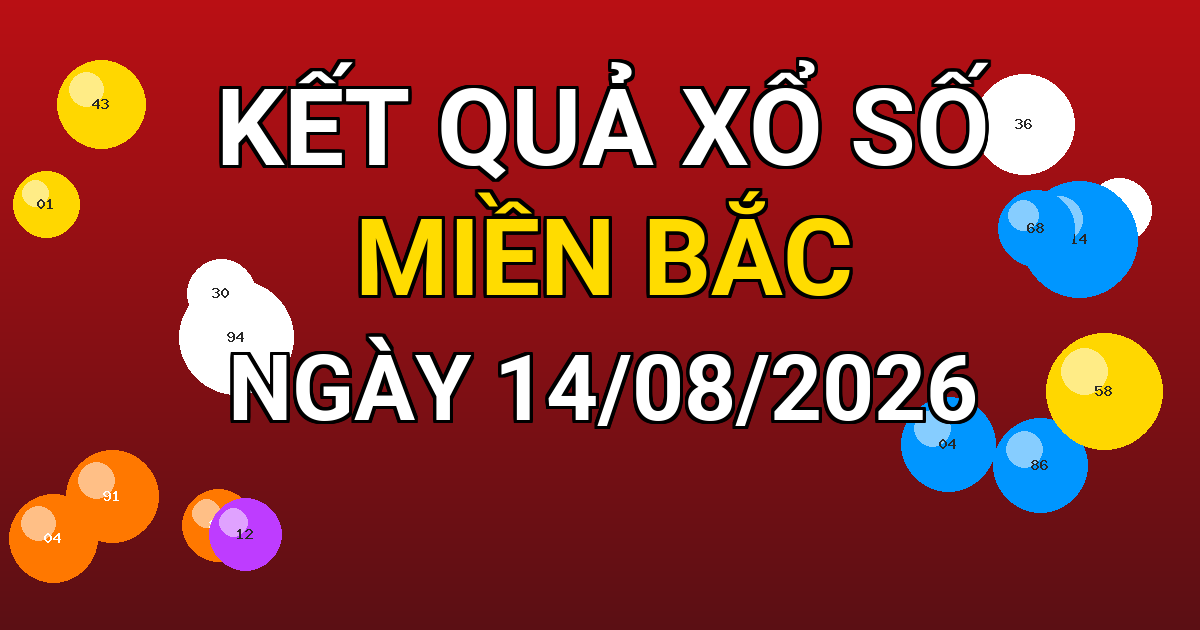 Kết quả xổ số Miền Bắc ngày 14/08/2026