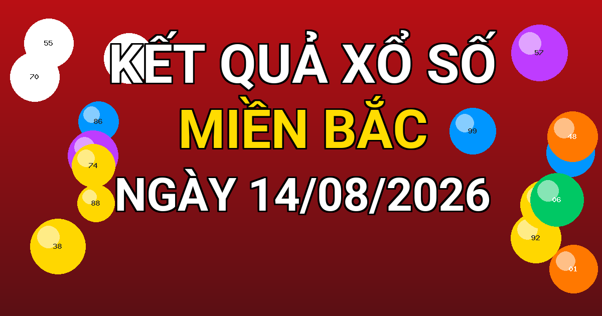 Kết quả xổ số Miền Bắc ngày 14/08/2026