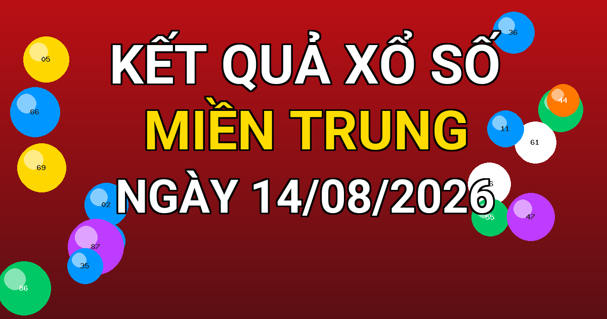Kết quả xổ số Miền Trung ngày 14/08/2026