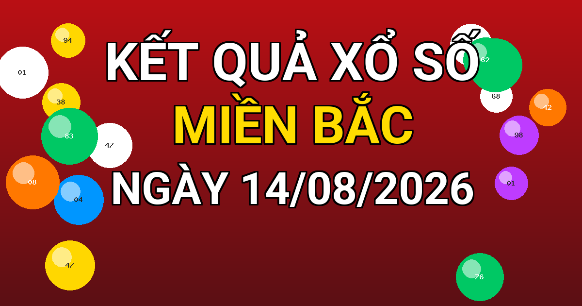 Kết quả xổ số Miền Bắc ngày 14/08/2026