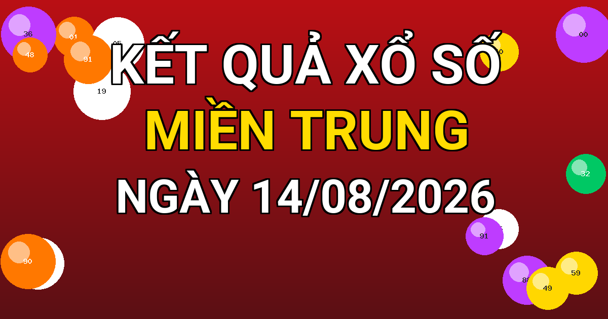 Kết quả xổ số Miền Trung ngày 14/08/2026