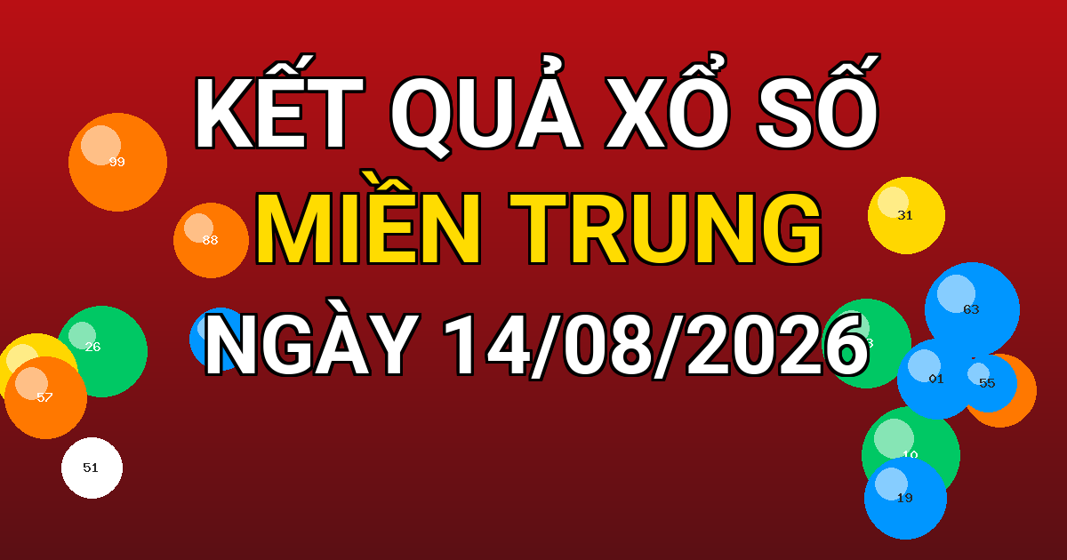 Kết quả xổ số Miền Trung ngày 14/08/2026