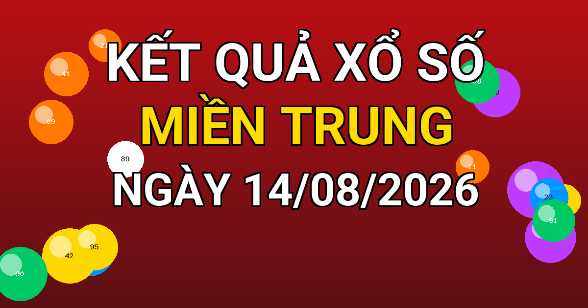 Kết quả xổ số Miền Trung ngày 14/08/2026