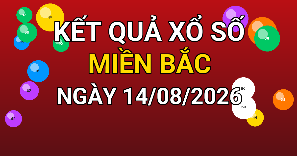 Kết quả xổ số Miền Bắc ngày 14/08/2026