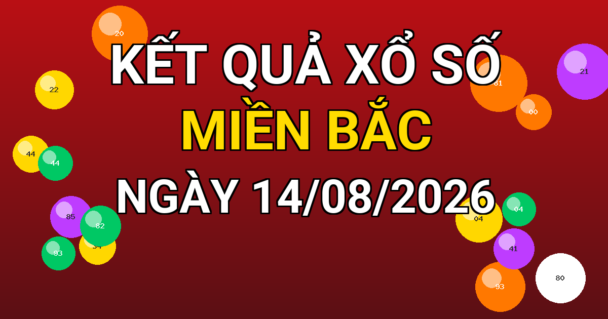 Kết quả xổ số Miền Bắc ngày 14/08/2026