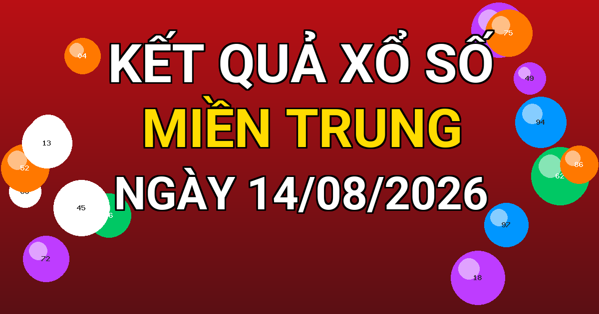 Kết quả xổ số Miền Trung ngày 14/08/2026