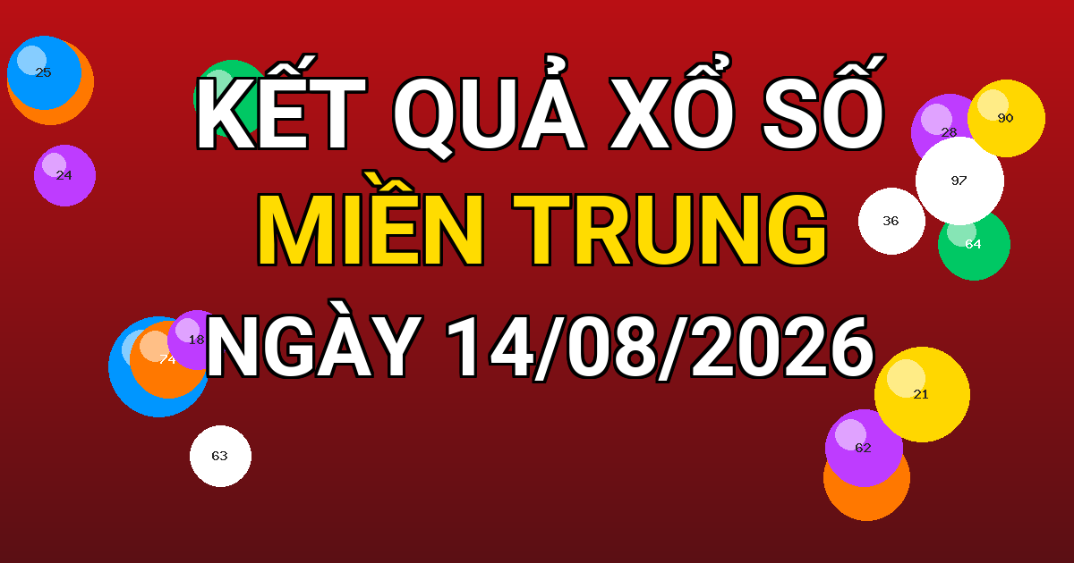 Kết quả xổ số Miền Trung ngày 14/08/2026