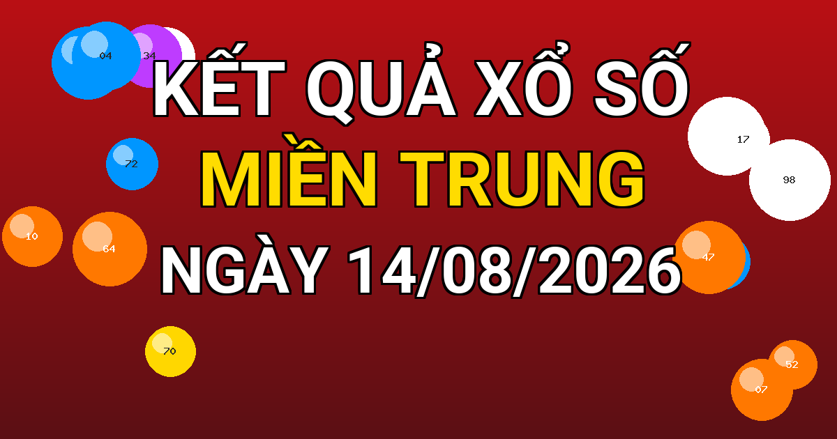 Kết quả xổ số Miền Trung ngày 14/08/2026