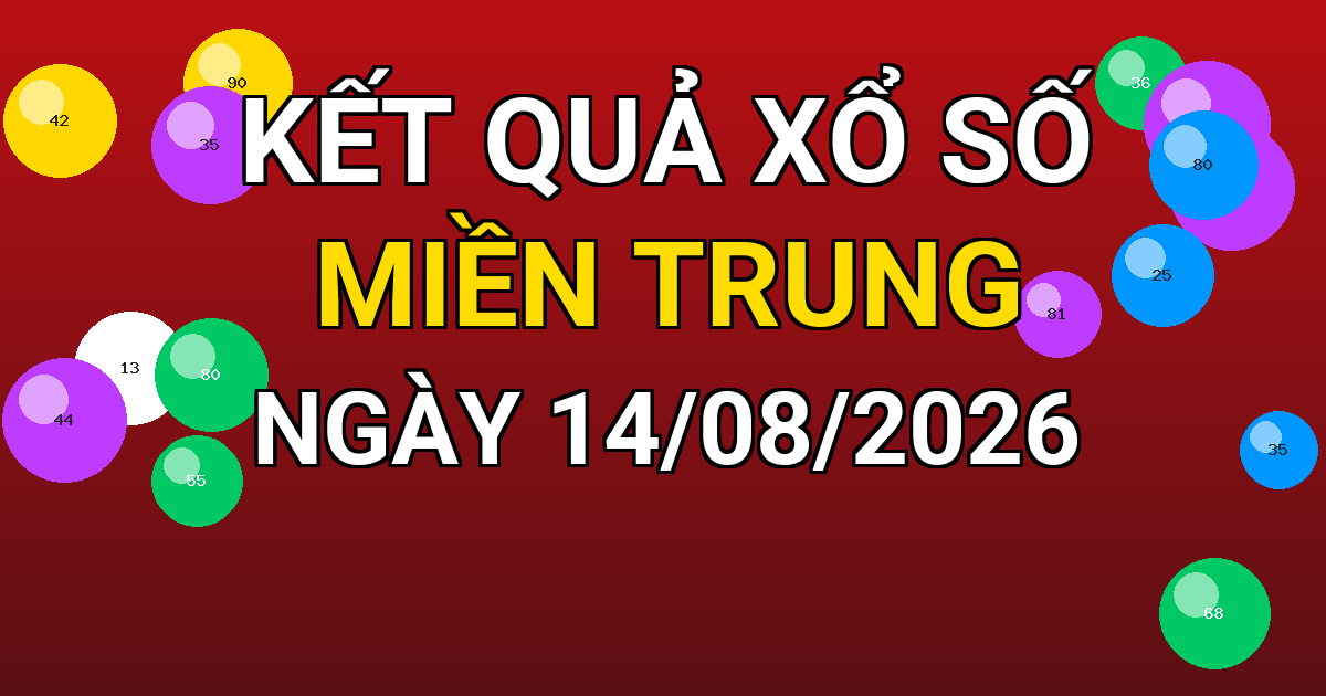 Kết quả xổ số Miền Trung ngày 14/08/2026