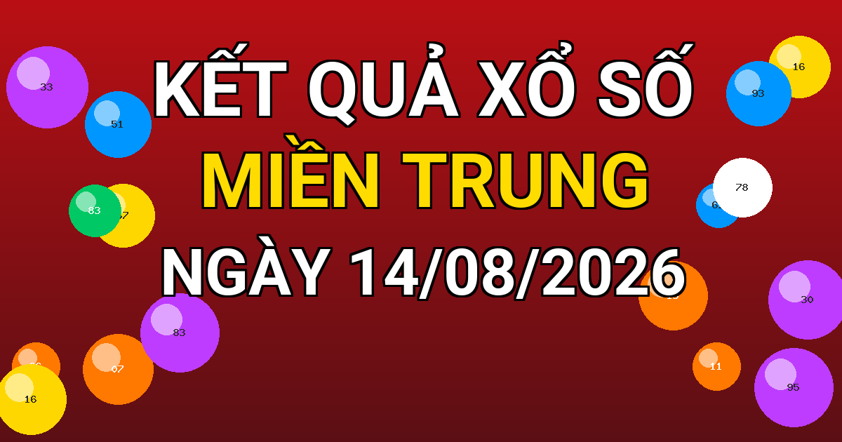 Kết quả xổ số Miền Trung ngày 14/08/2026