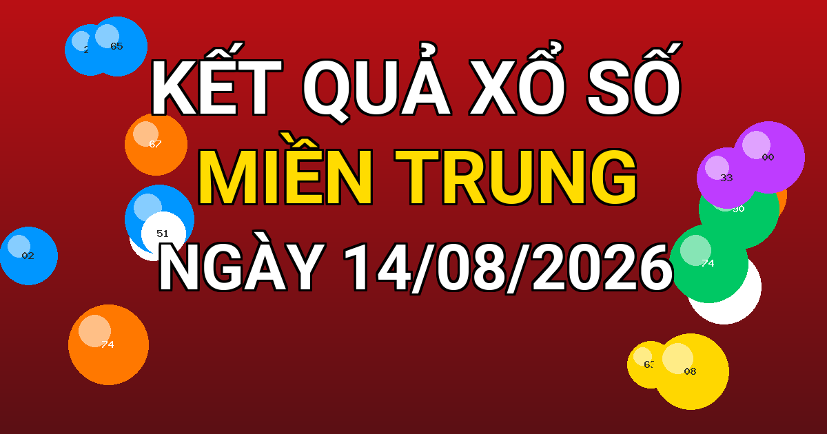 Kết quả xổ số Miền Trung ngày 14/08/2026