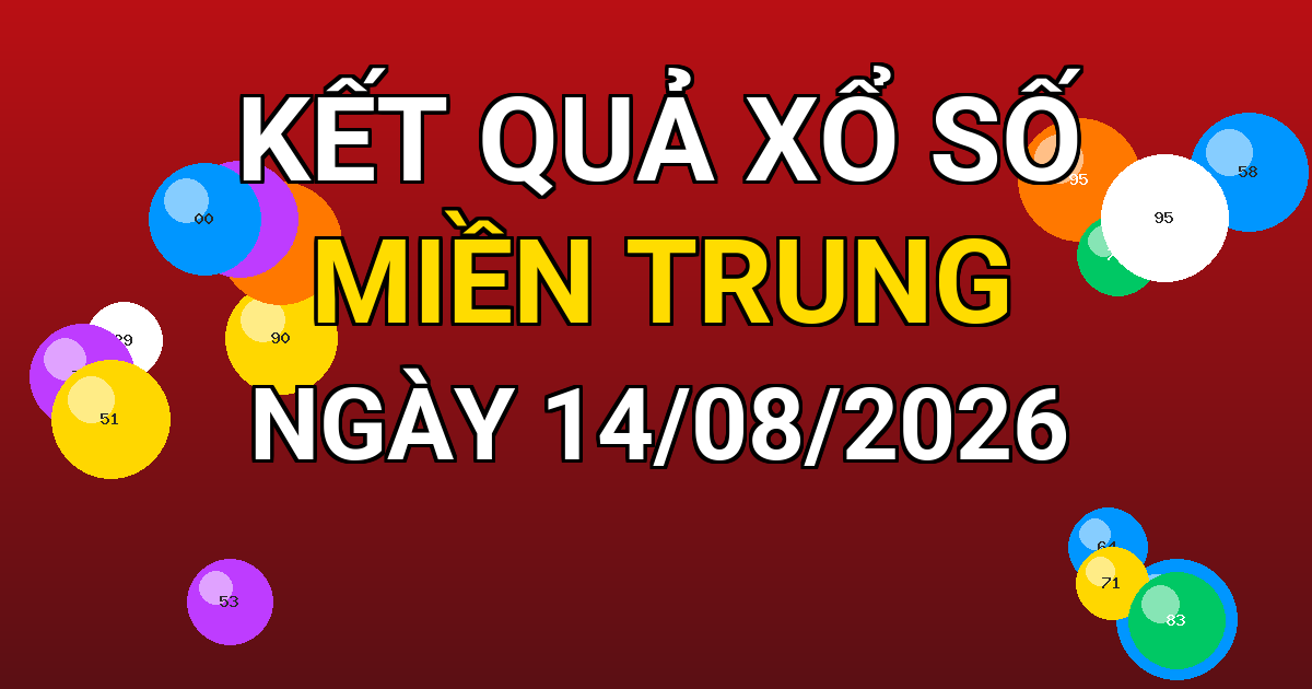 Kết quả xổ số Miền Trung ngày 14/08/2026