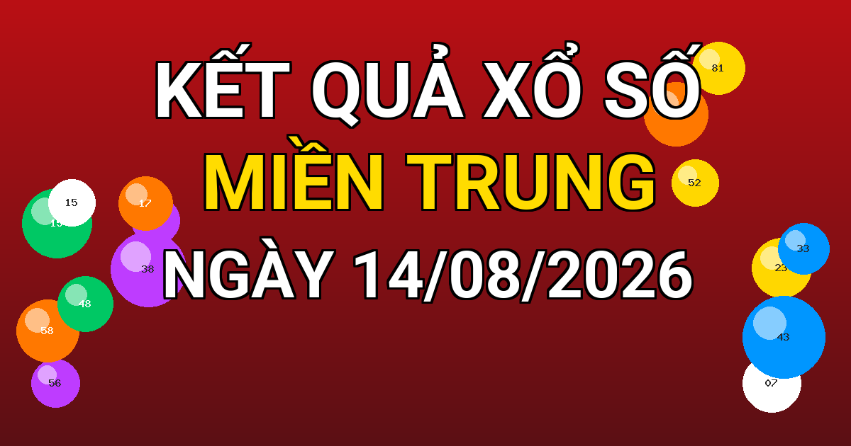 Kết quả xổ số Miền Trung ngày 14/08/2026
