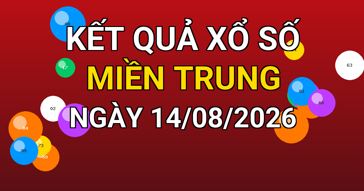 Kết quả xổ số Miền Trung ngày 14/08/2026