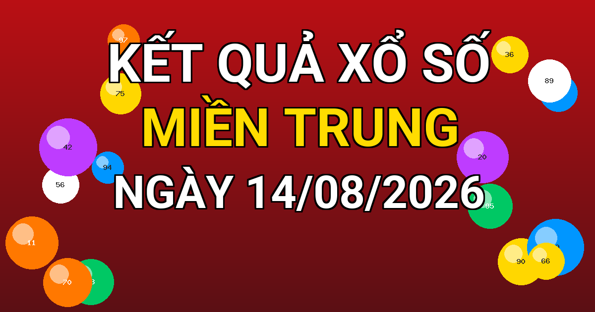 Kết quả xổ số Miền Trung ngày 14/08/2026