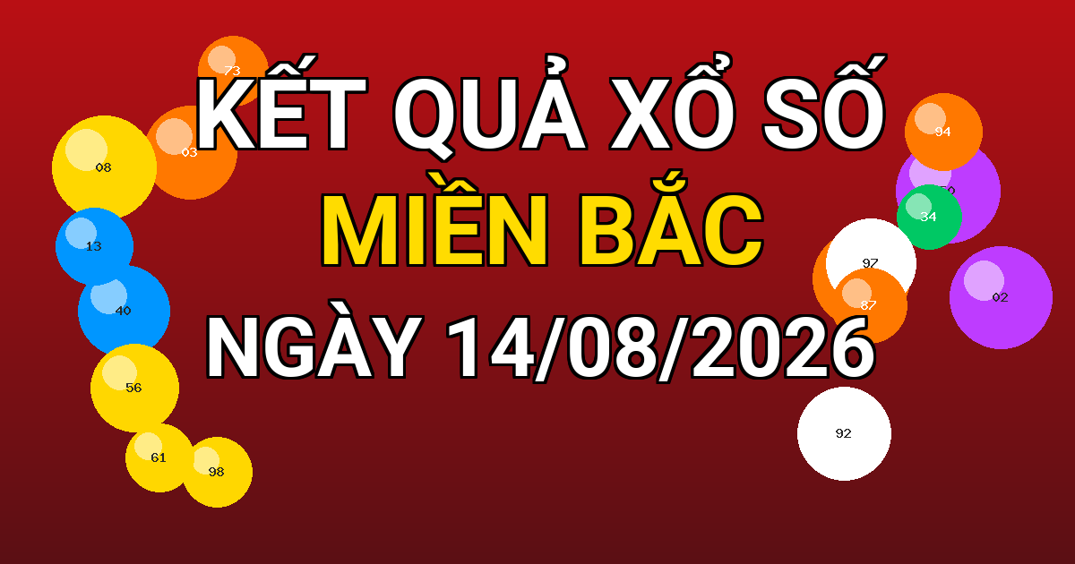 Kết quả xổ số Miền Bắc ngày 14/08/2026