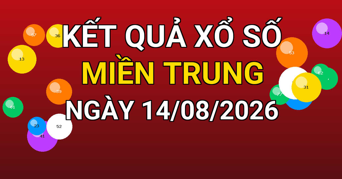 Kết quả xổ số Miền Trung ngày 14/08/2026
