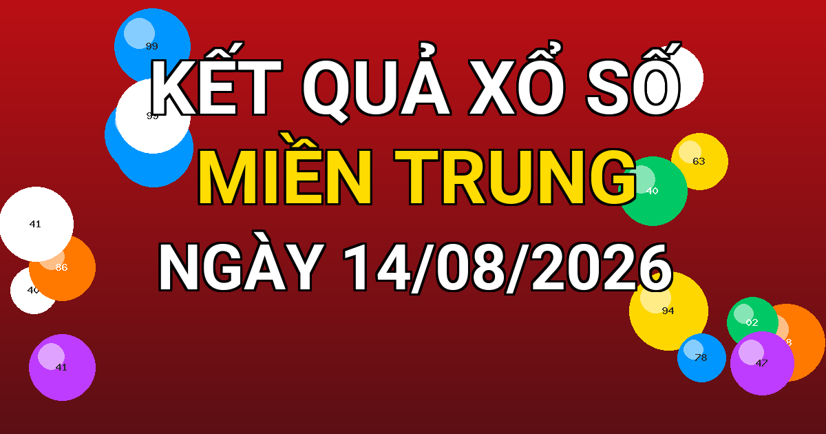 Kết quả xổ số Miền Trung ngày 14/08/2026