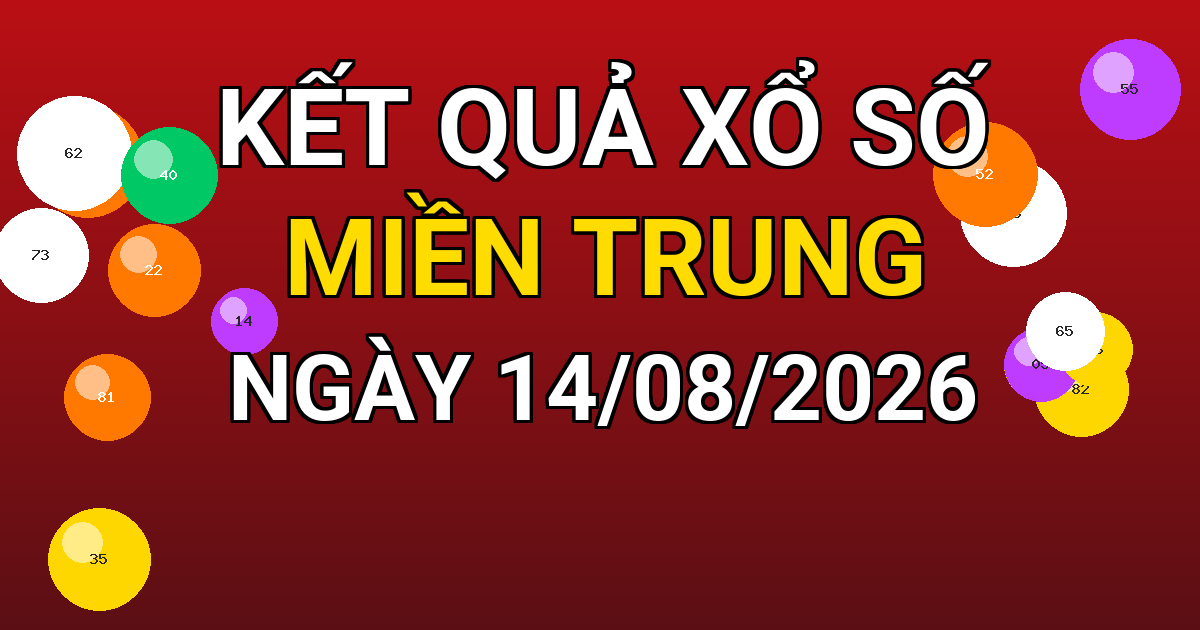 Kết quả xổ số Miền Trung ngày 14/08/2026