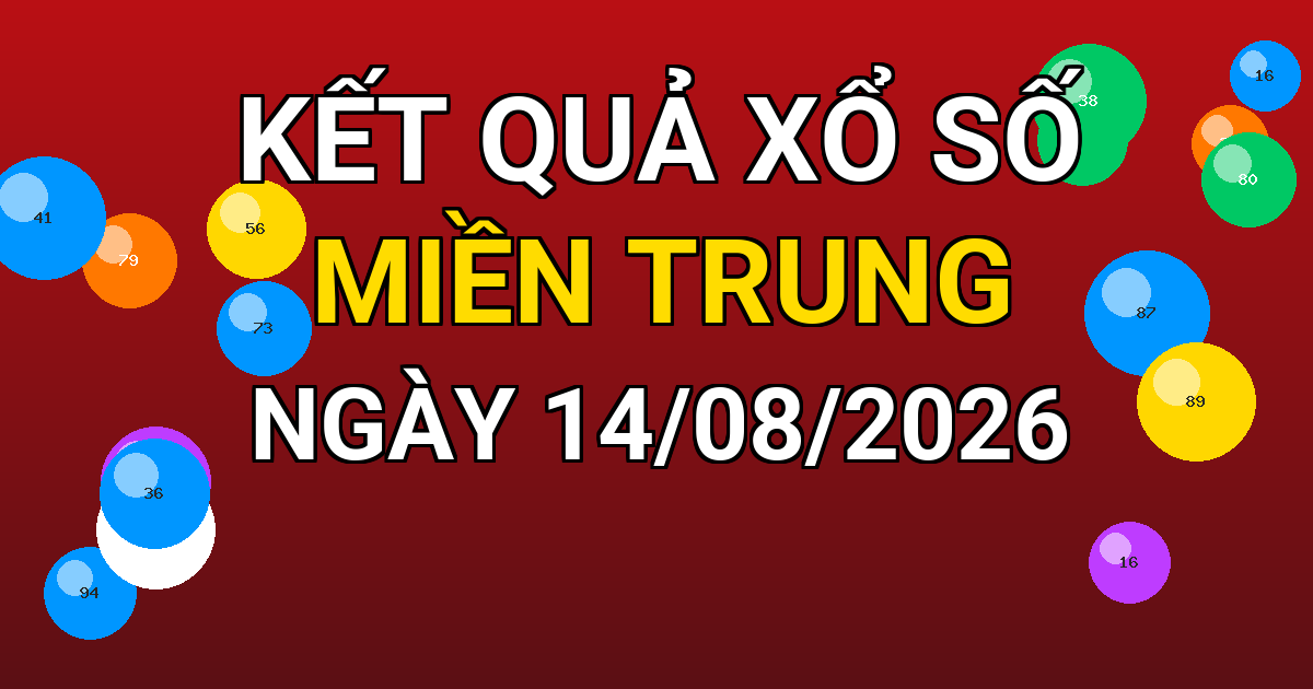 Kết quả xổ số Miền Trung ngày 14/08/2026