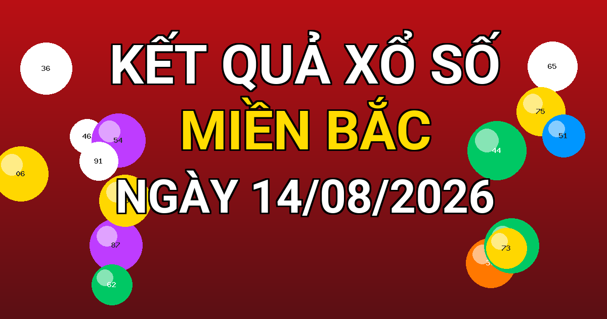 Kết quả xổ số Miền Bắc ngày 14/08/2026