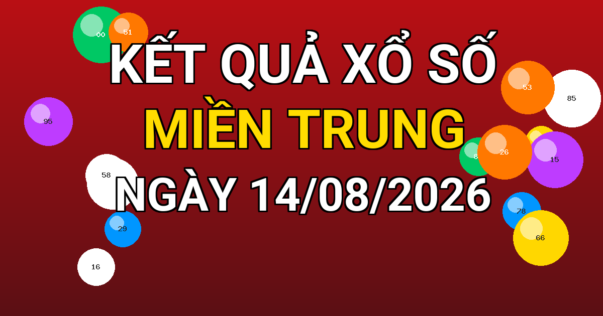 Kết quả xổ số Miền Trung ngày 14/08/2026