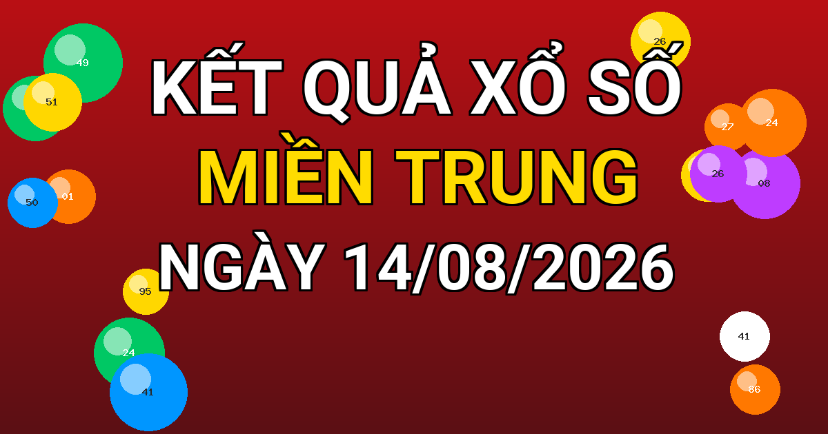 Kết quả xổ số Miền Trung ngày 14/08/2026