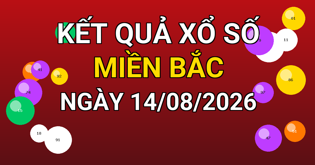 Kết quả xổ số Miền Bắc ngày 14/08/2026