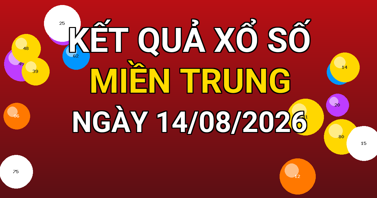 Kết quả xổ số Miền Trung ngày 14/08/2026