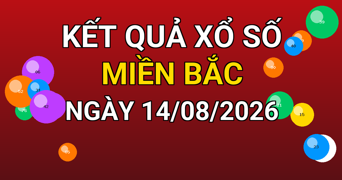 Kết quả xổ số Miền Bắc ngày 14/08/2026