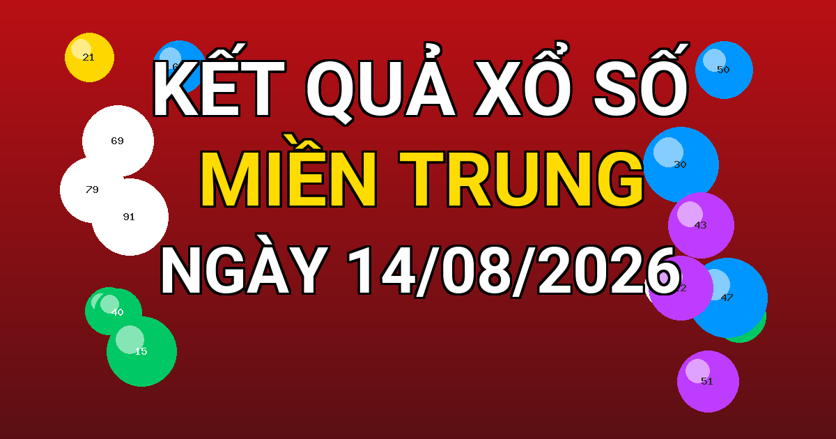 Kết quả xổ số Miền Trung ngày 14/08/2026