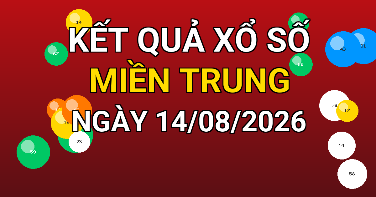 Kết quả xổ số Miền Trung ngày 14/08/2026