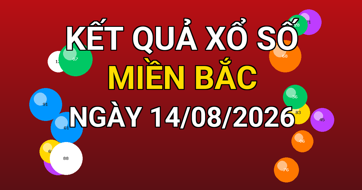 Kết quả xổ số Miền Bắc ngày 14/08/2026