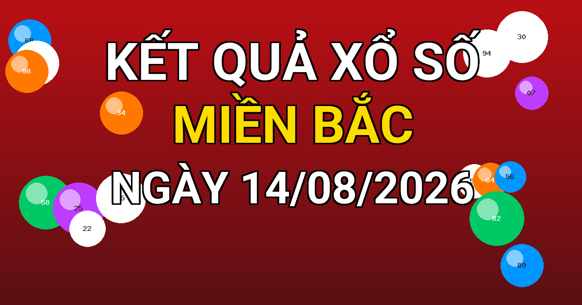 Kết quả xổ số Miền Bắc ngày 14/08/2026