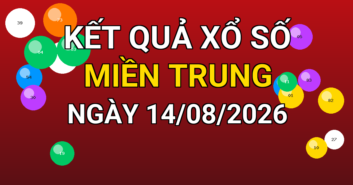 Kết quả xổ số Miền Trung ngày 14/08/2026