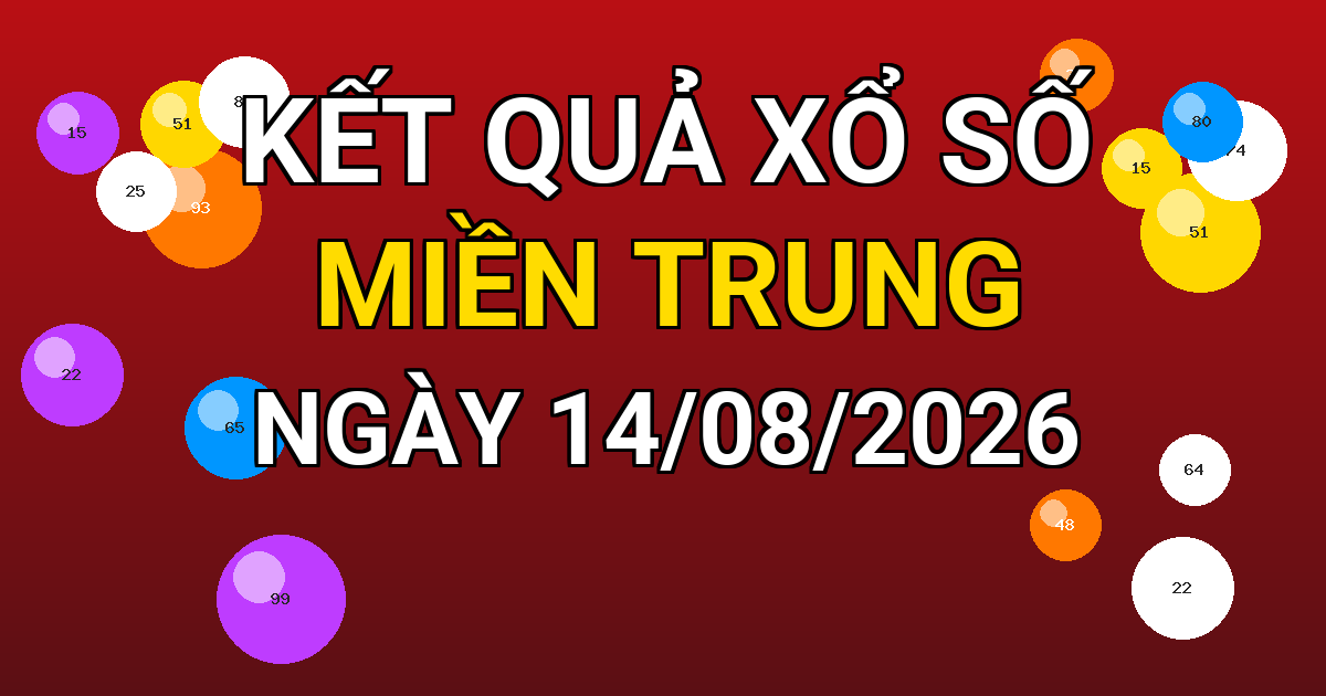 Kết quả xổ số Miền Trung ngày 14/08/2026