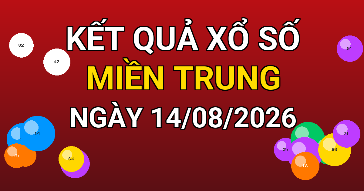 Kết quả xổ số Miền Trung ngày 14/08/2026