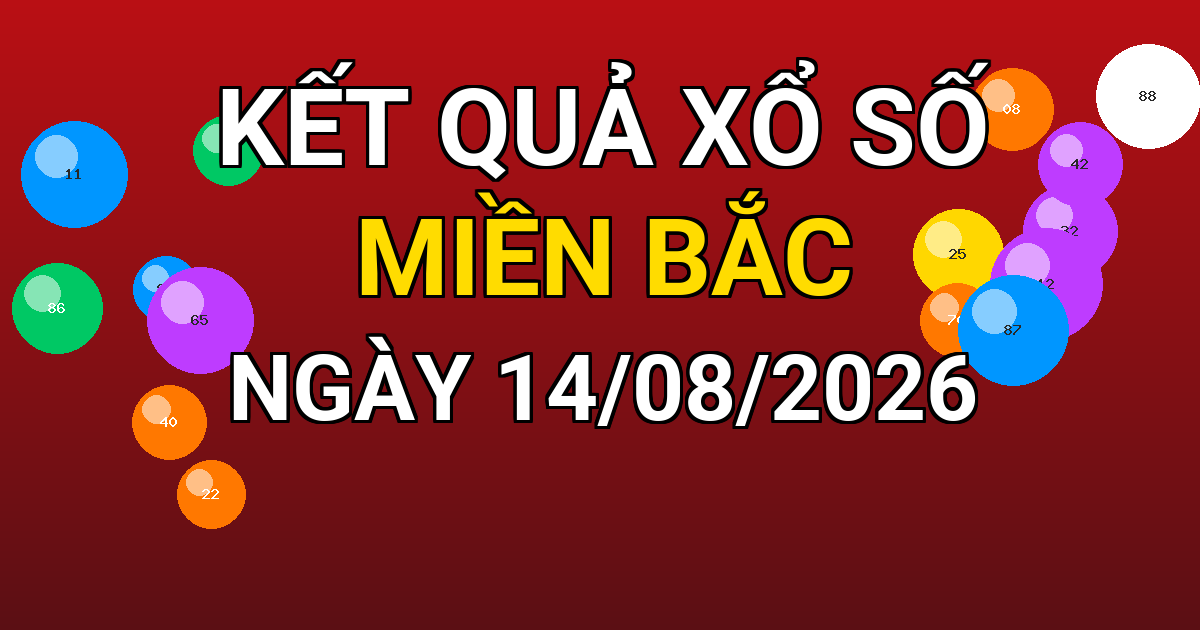Kết quả xổ số Miền Bắc ngày 14/08/2026