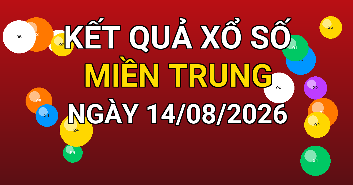 Kết quả xổ số Miền Trung ngày 14/08/2026