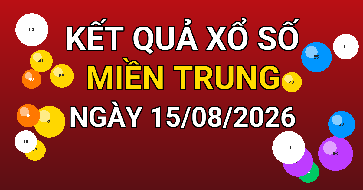 Kết quả xổ số Miền Trung ngày 15/08/2026