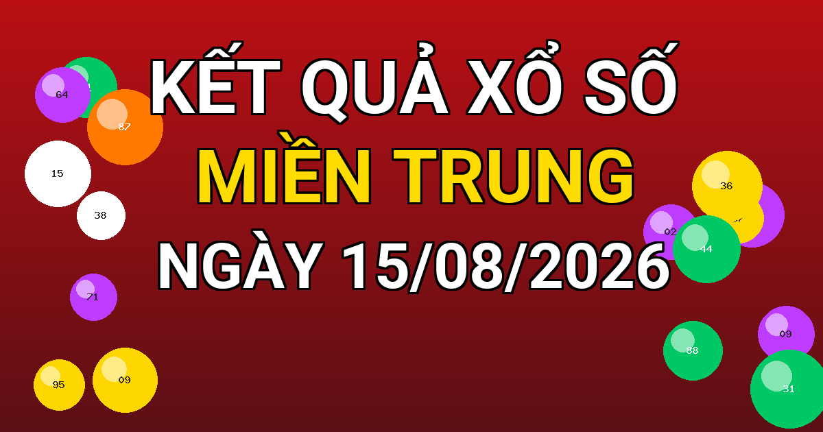 Kết quả xổ số Miền Trung ngày 15/08/2026